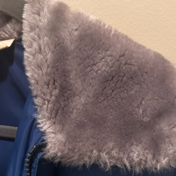 Vintage Miller Outerwear Ski Jacket Goose Down FauxFur Blue Quilted Puffer Sz 42 - Picture 3 of 15